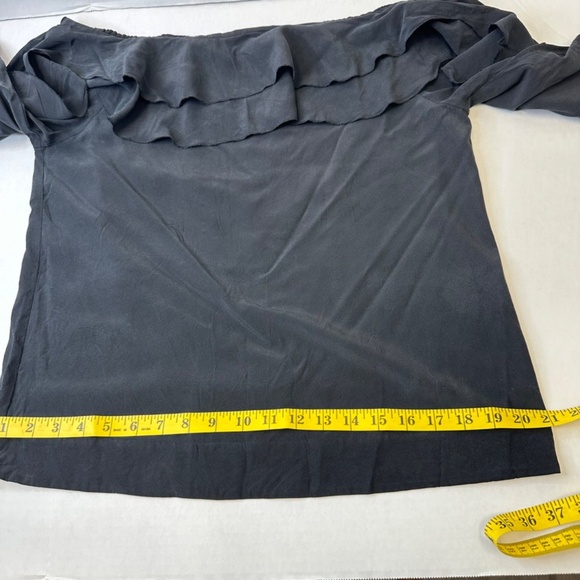Revolve L'AGENCE Black Monroe Off Shoulder Silk Blend Blouse size Medium - Picture 10 of 12